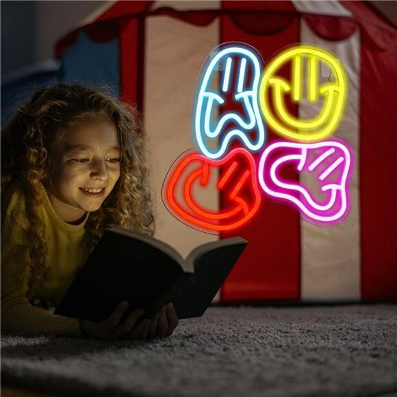 Smile Faces Neon LED Colorful Wall Sign Cool Unique Design - Picture 7 of 8